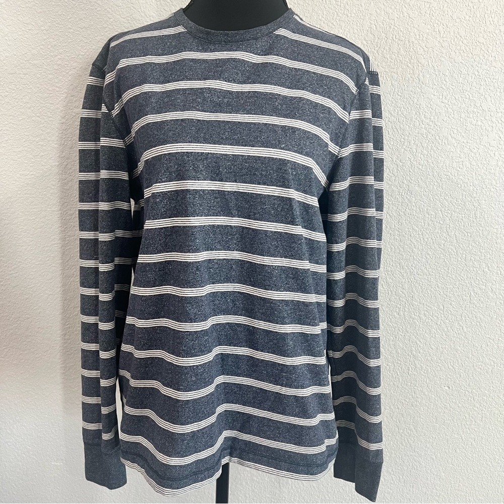 Banana Republic Navy and White Striped Long Sleeve Tee